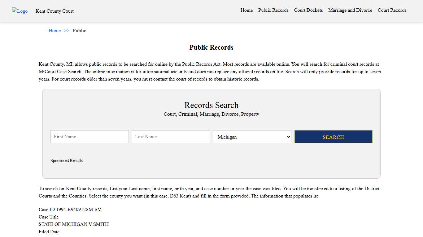 Public Records Kent County Court MI